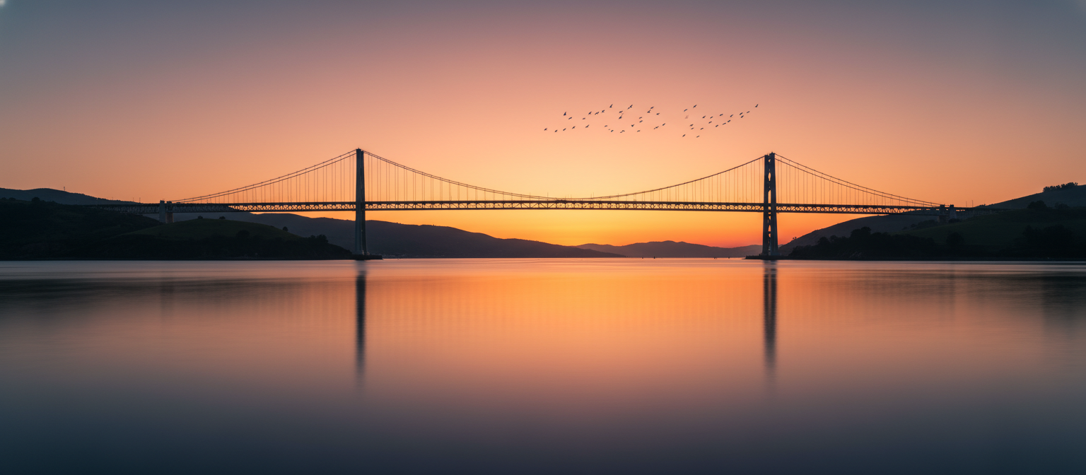 Carquinez Bridge at sunset — symbol of Vallejo California