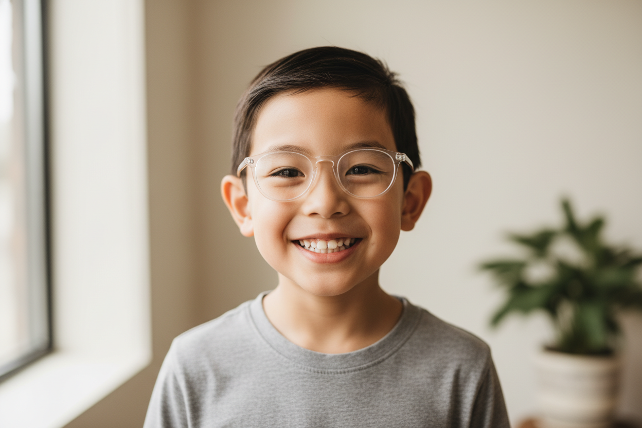 Young child receiving myopia management eye examination
